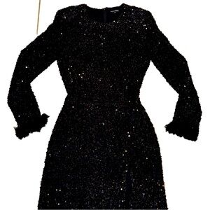 Fashion nova feather sequin leg slit dress